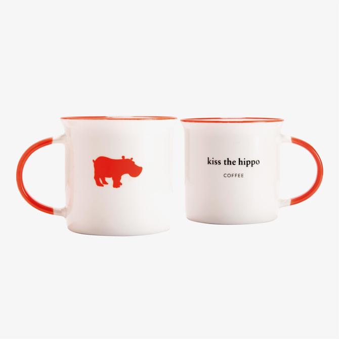  Kiss The Hippo Ceramic Mug Beyaz Kupa