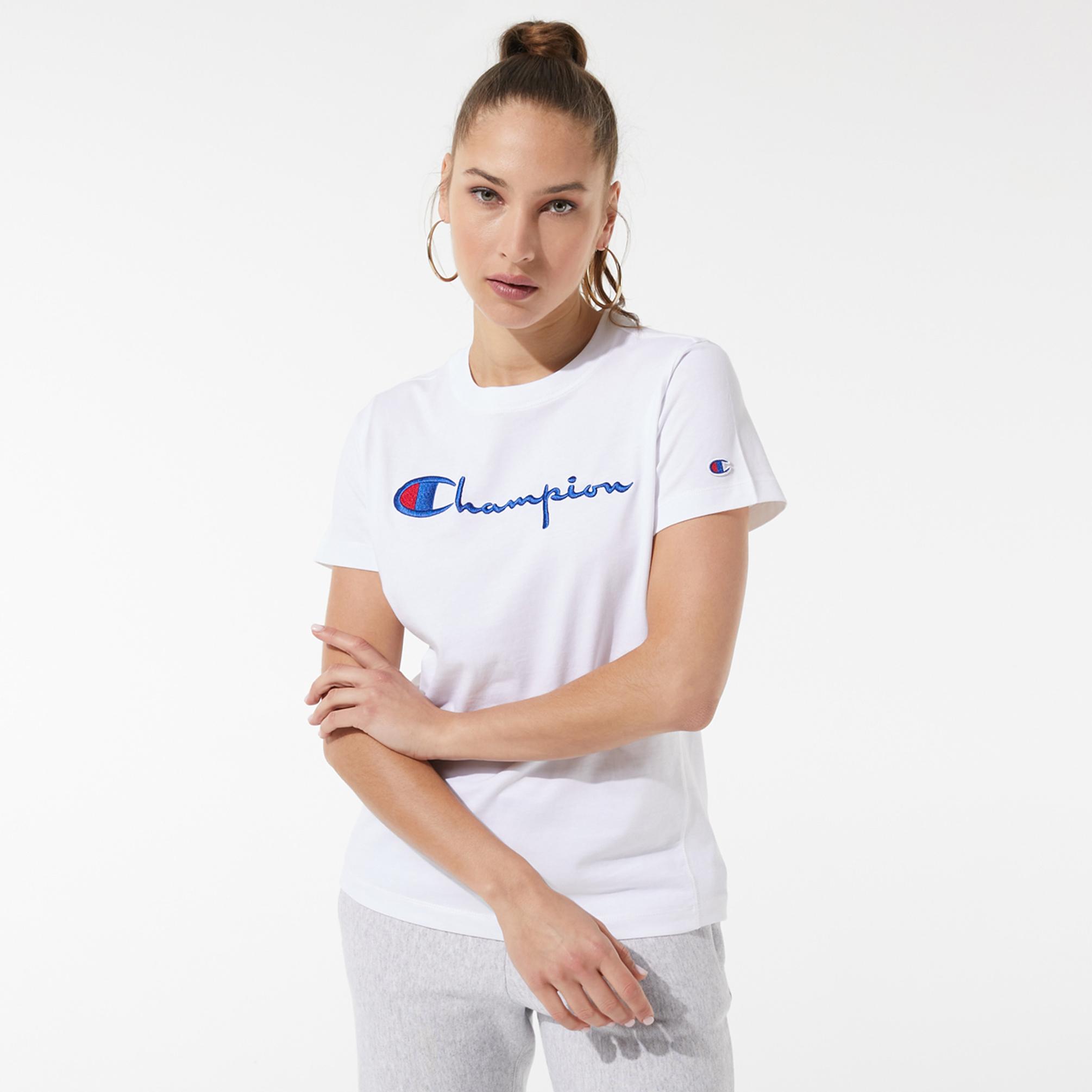  Champion Crewneck Kadın Beyaz T-Shirt