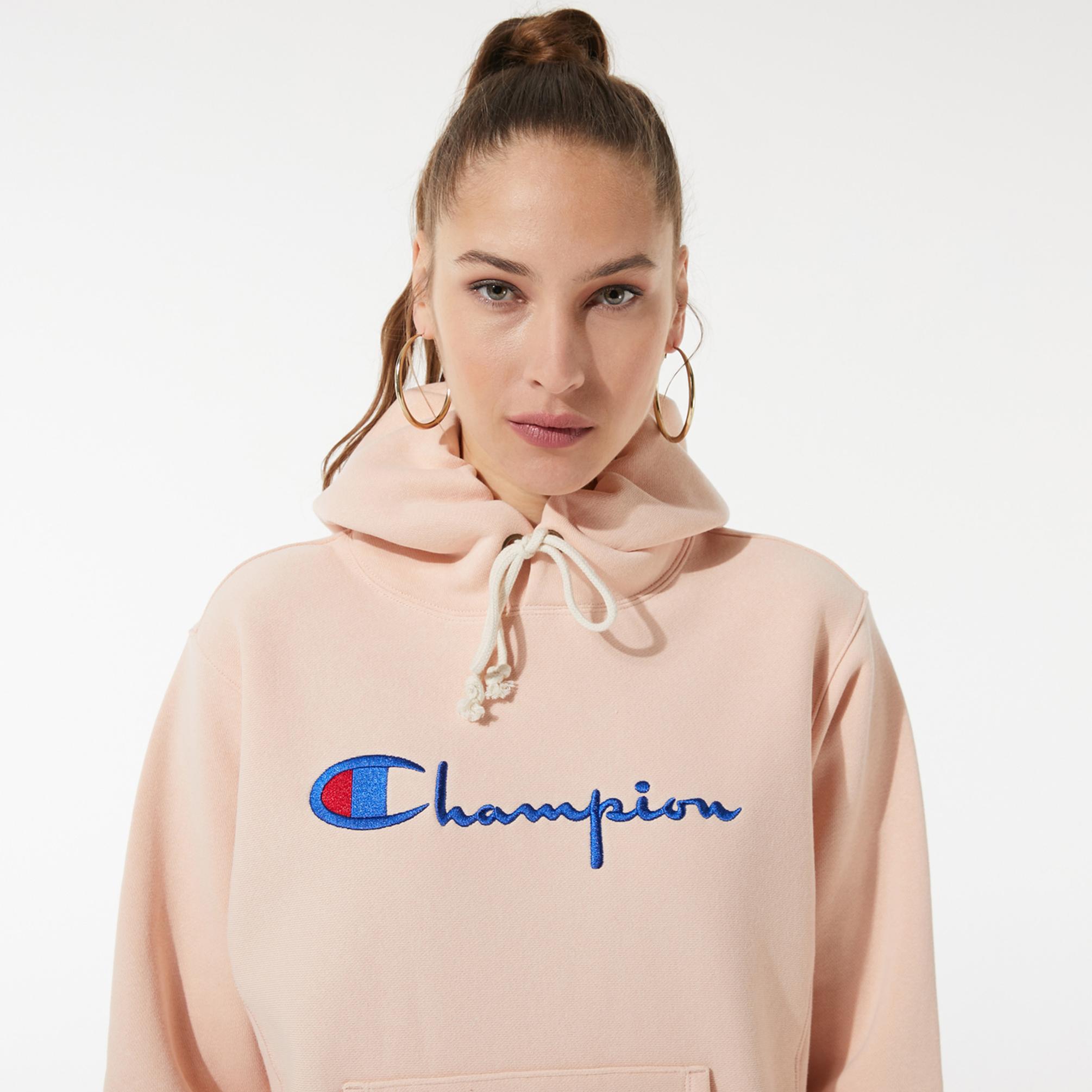  Champion Kadın Kapüşonlu Pembe Sweatshirt