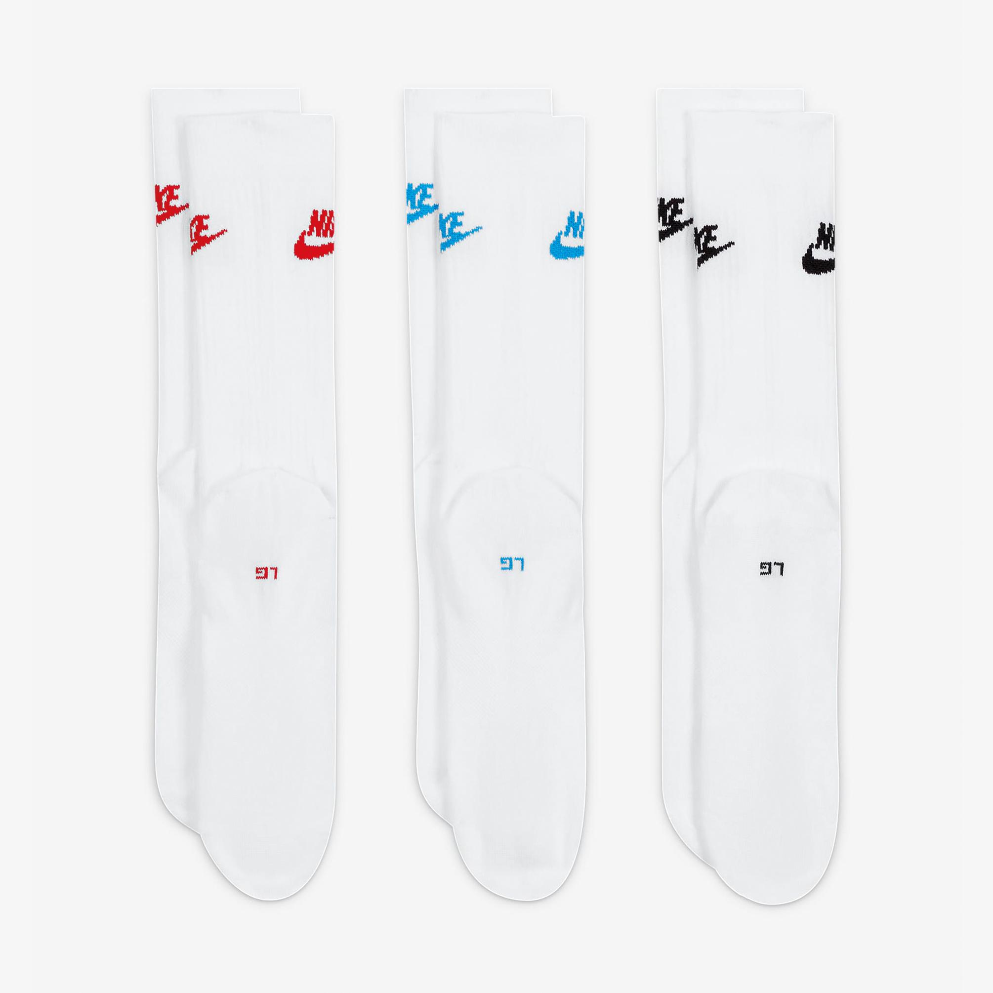  Nike Sportswear Everyday Essential Unisex 3'lü Renkli Çorap