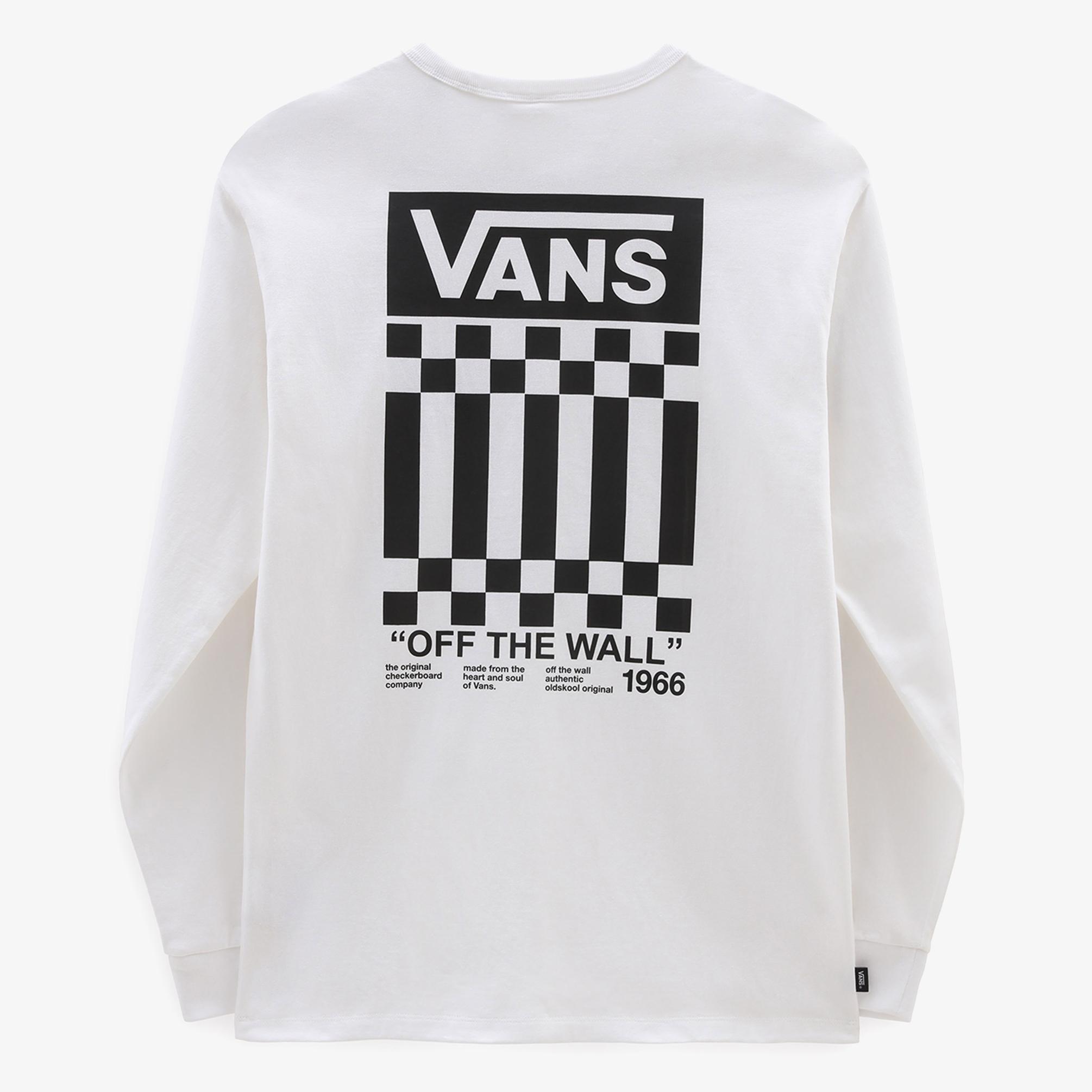  Vans Off The Wall Check Graphic Erkek Beyaz Sweatshirt