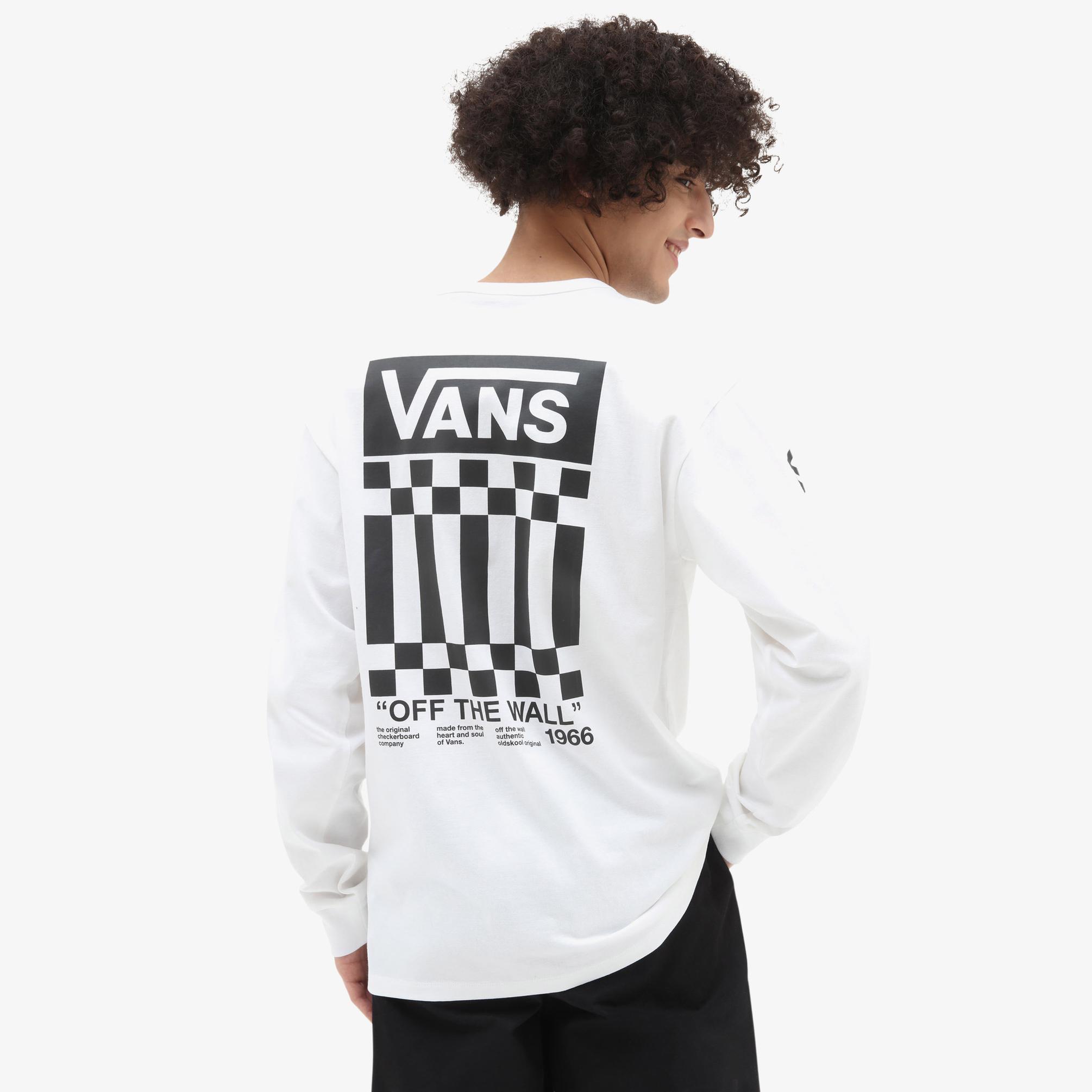  Vans Off The Wall Check Graphic Erkek Beyaz Sweatshirt