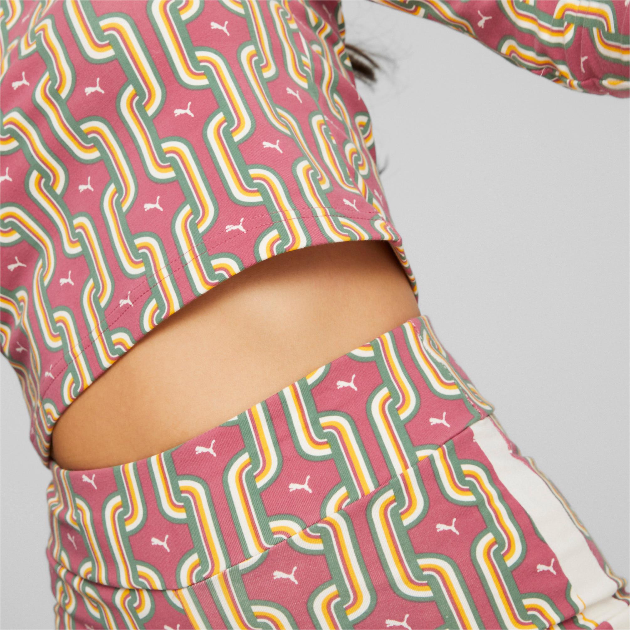  Puma T7 70S Psychedelic Graphic Ls Cropped Kadın Pembe Crop