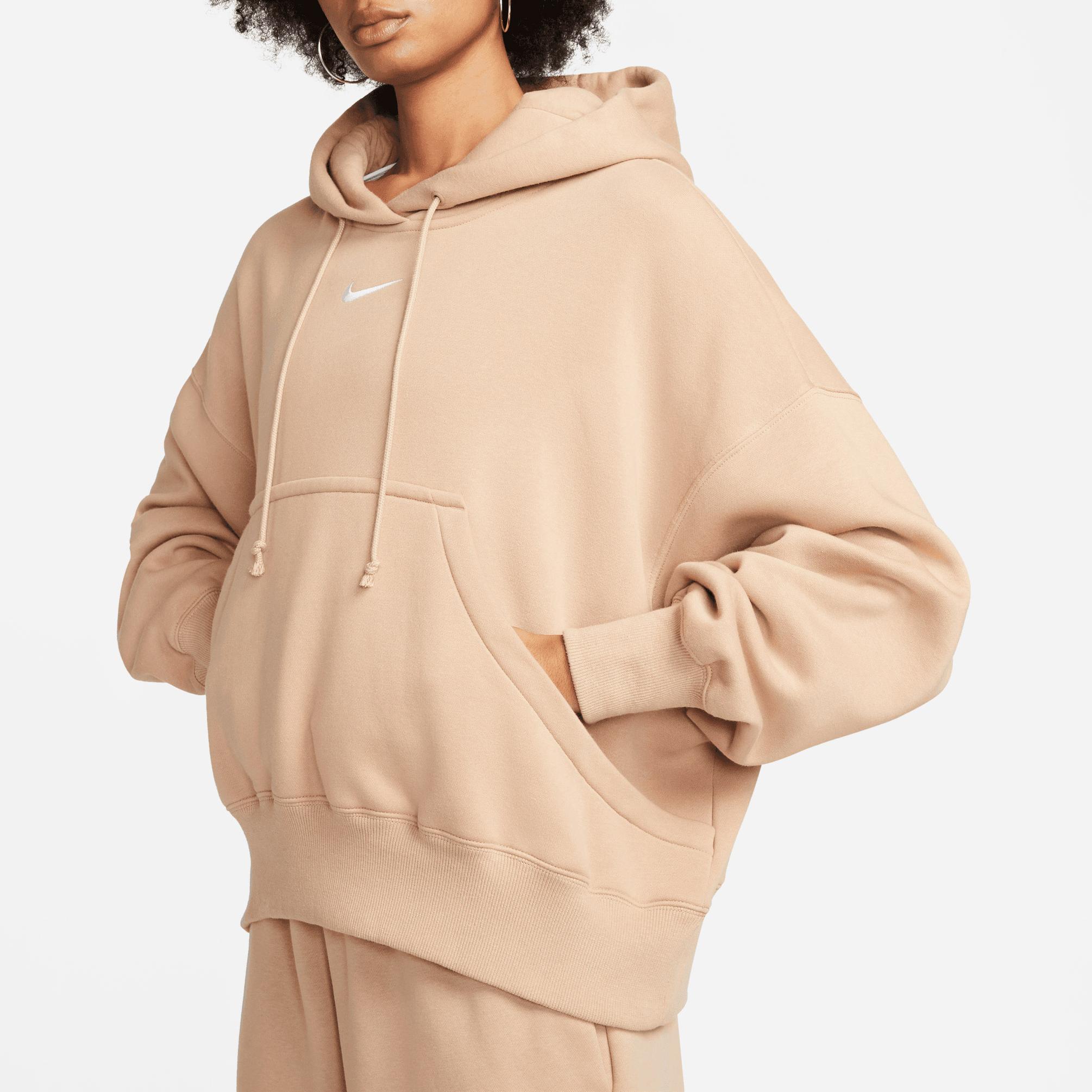  Nike Sportswear Phoenix Fleece Oversize Kadın Bej Kapüşonlu Sweatshirt