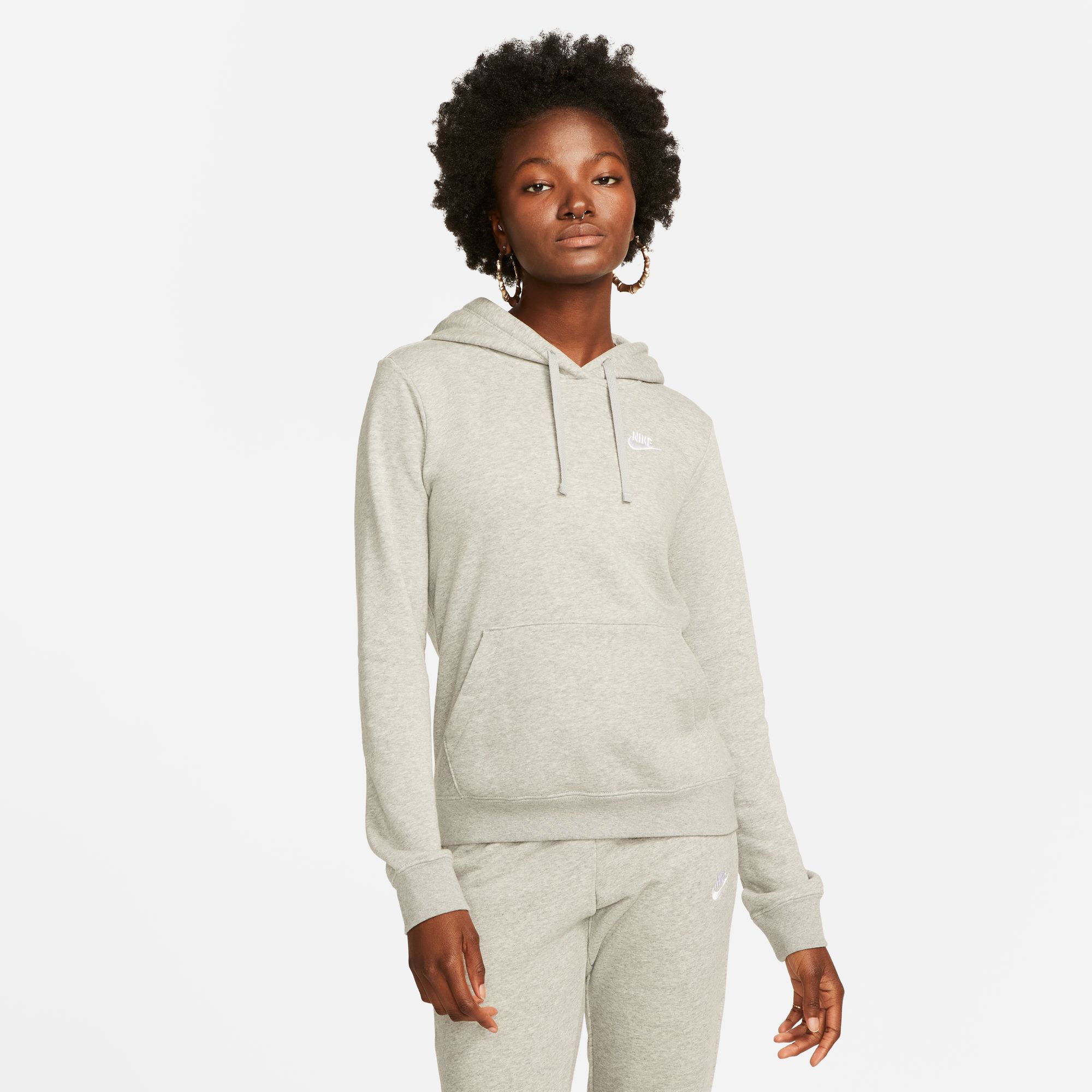 Nike Sportswear Club Fleece Kadın Gri Kapüşonlu Sweatshirt