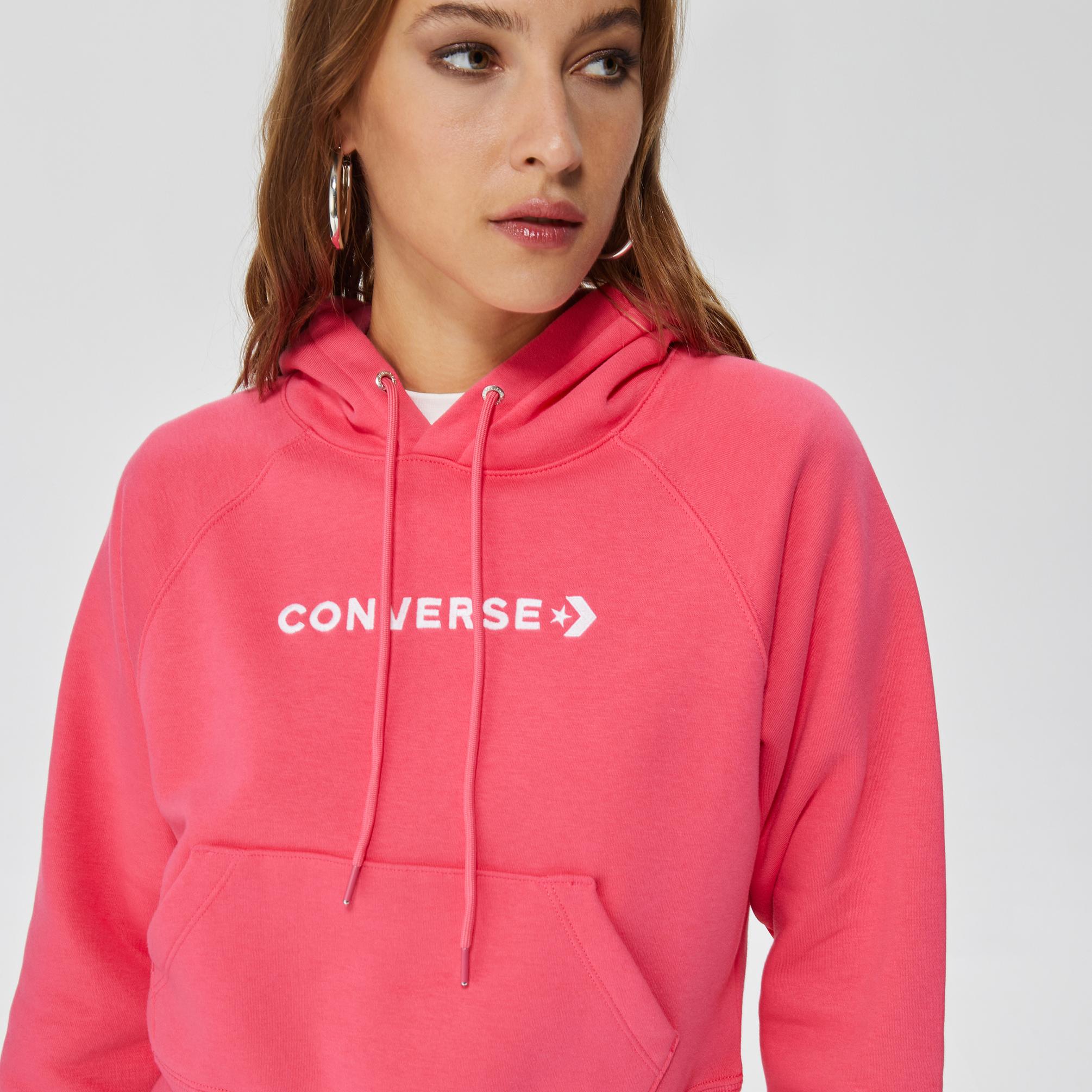  Converse Wordmark Fleece Pullover Kadın Pembe Sweatshirt