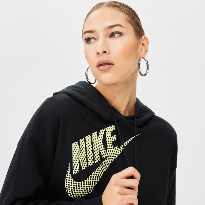  Nike Sportswear Fleece Kısa Kadın Kapüşonlu Siyah Hoodie