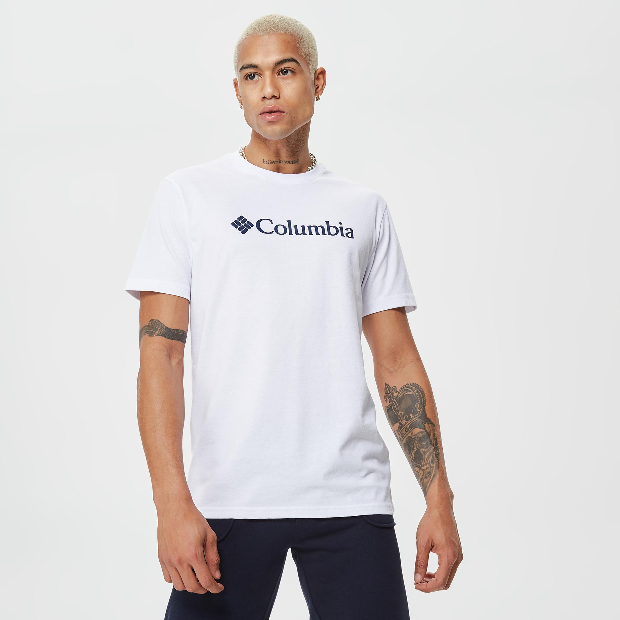  Columbia CSC Basic Logo Brushed Erkek Beyaz T-Shirt