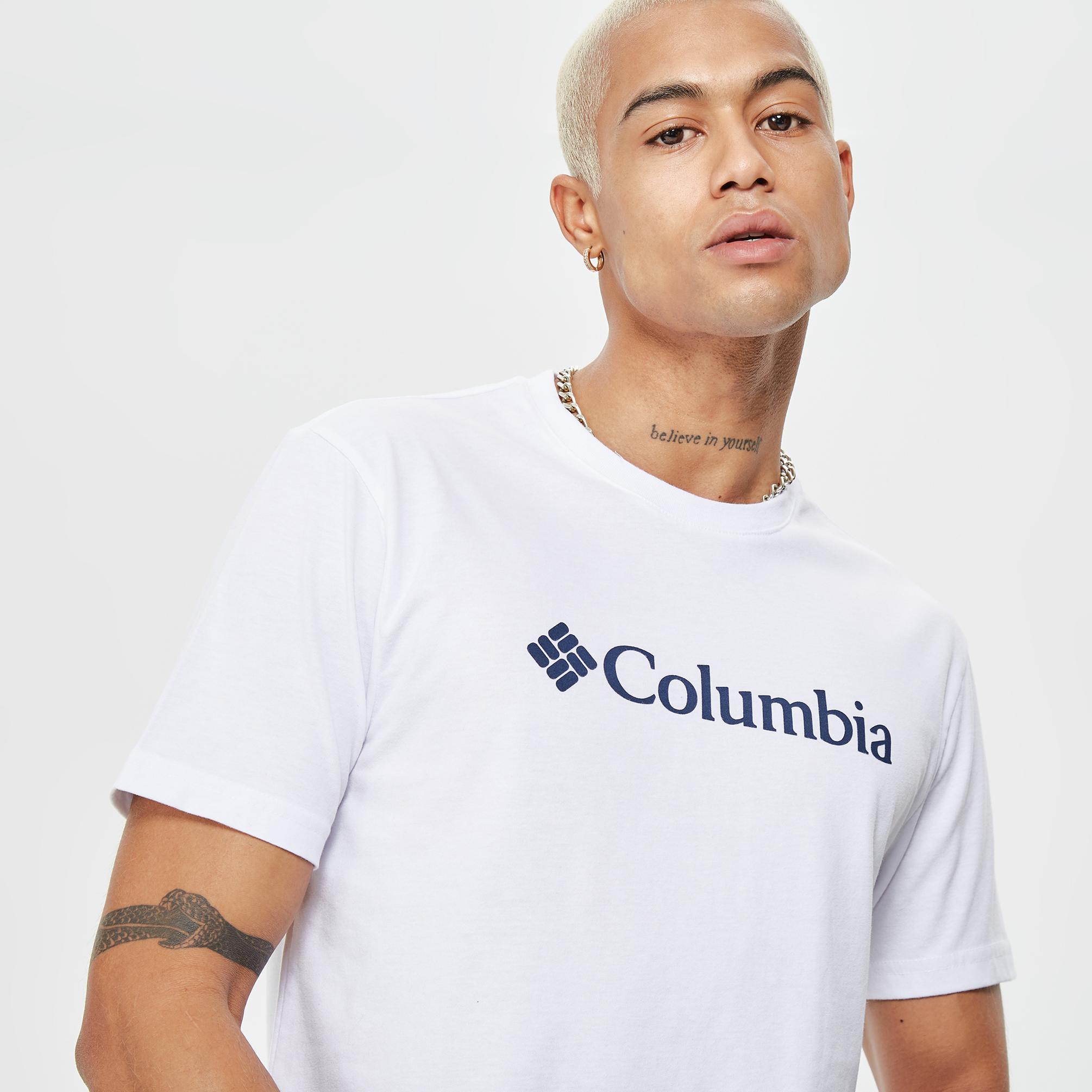  Columbia CSC Basic Logo Brushed Erkek Beyaz T-Shirt