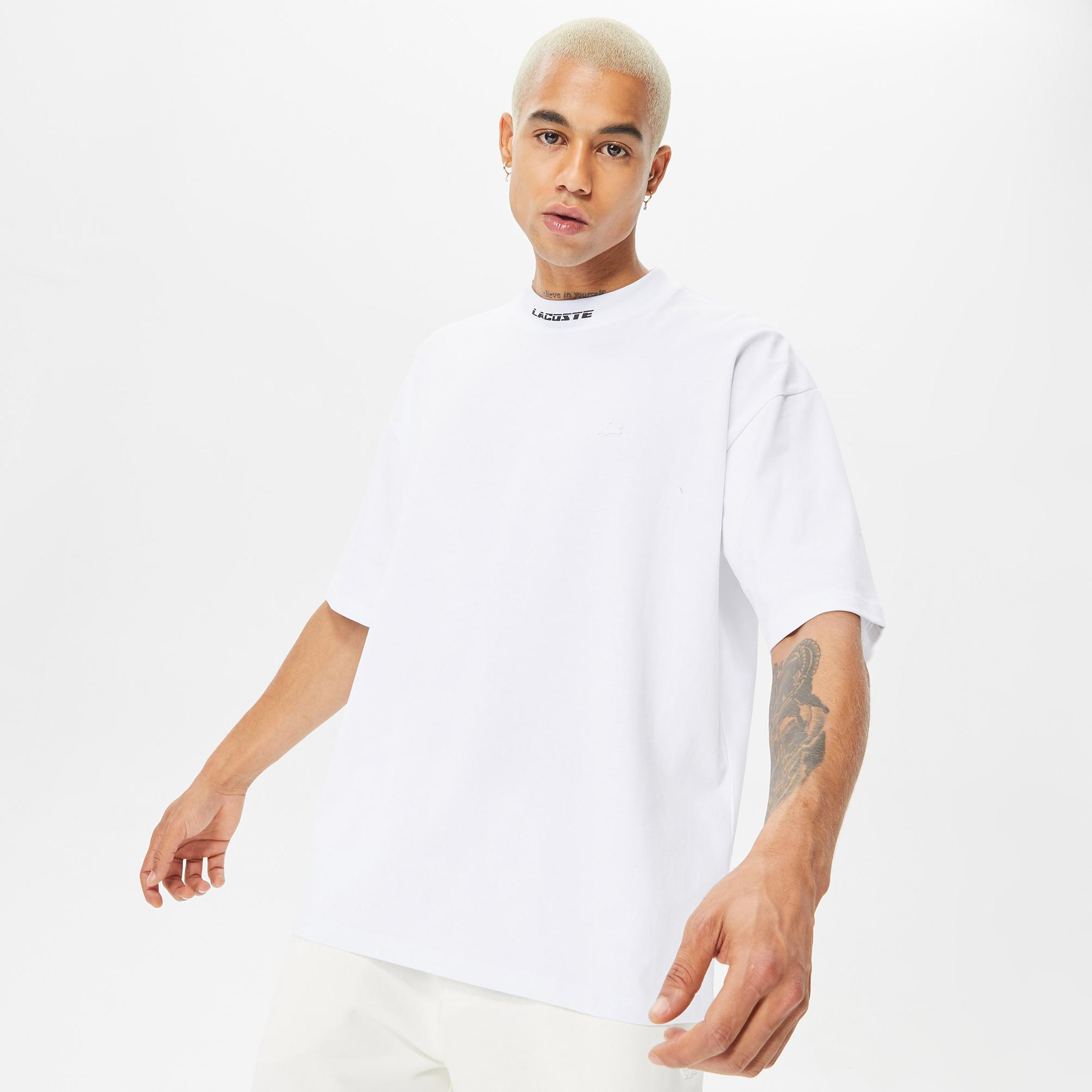  Lacoste House of SuperStep X Lacoste Erkek Beyaz T-Shirt