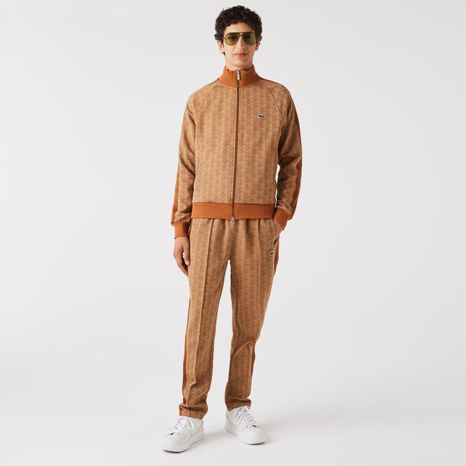  Lacoste Erkek Regular Fit Fermuarlı Monogram Kahverengi Sweatshirt