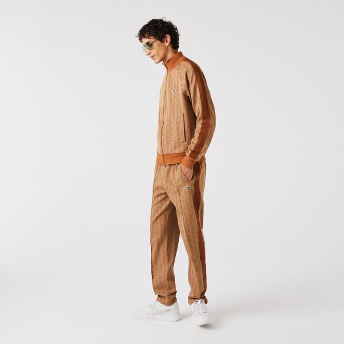  Lacoste Erkek Regular Fit Fermuarlı Monogram Kahverengi Sweatshirt