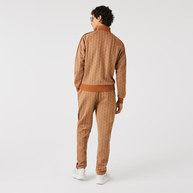  Lacoste Erkek Regular Fit Fermuarlı Monogram Kahverengi Sweatshirt