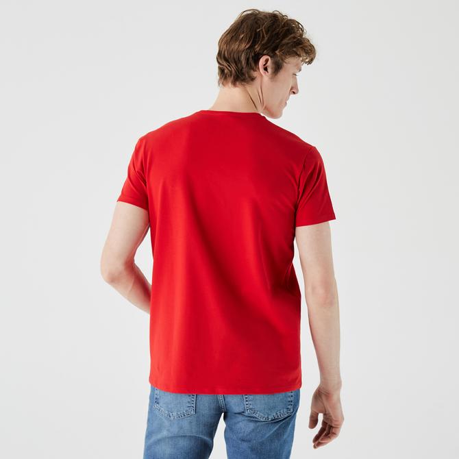  Lacoste Erkek Slim Fit Bisiklet Yaka Kırmızı T-Shirt