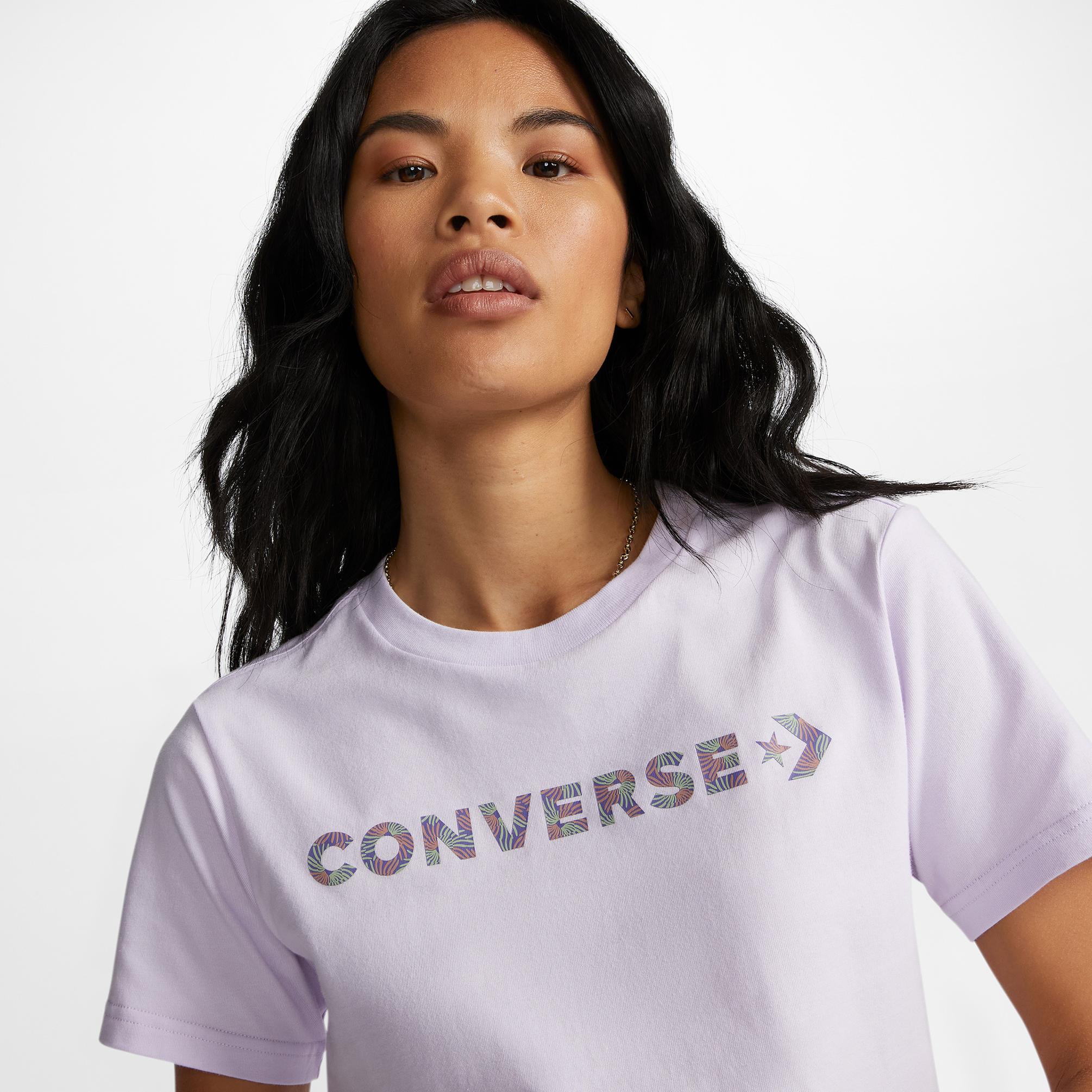  Converse Wordmark  Kadın Mor T-Shirt