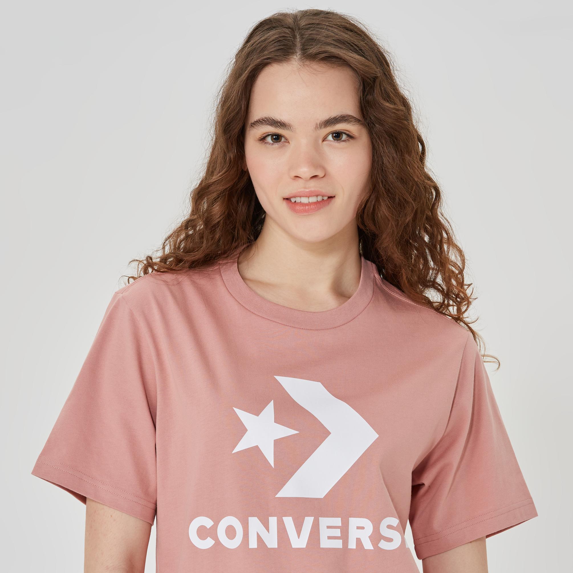  Converse Standard Fit Center Front Large Logo Star Chev  Ss  Unisex Pembe T-Shirt