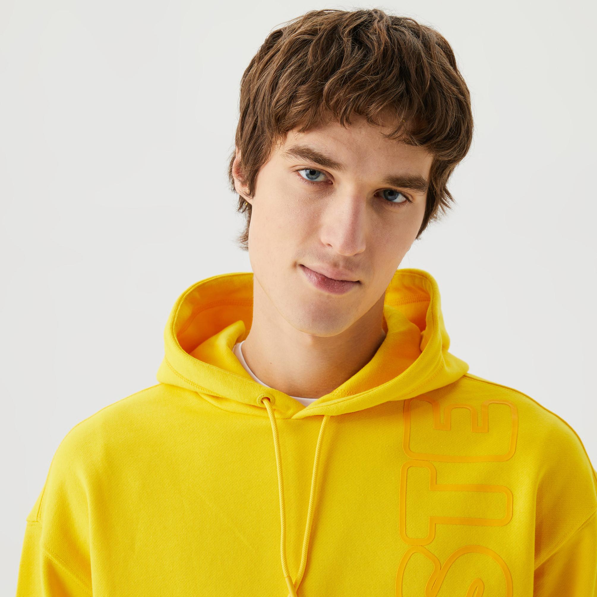  Lacoste Relaxed Fit Unisex Sarı Hoodie