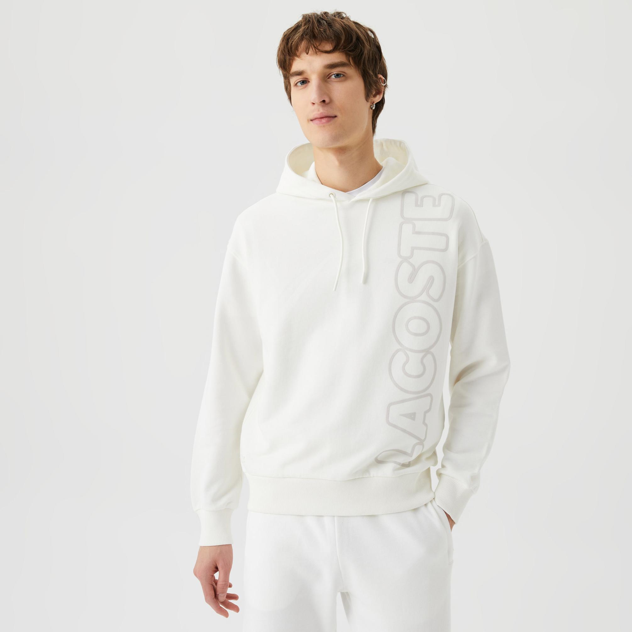  Lacoste Relaxed Fit Unisex Beyaz Hoodie