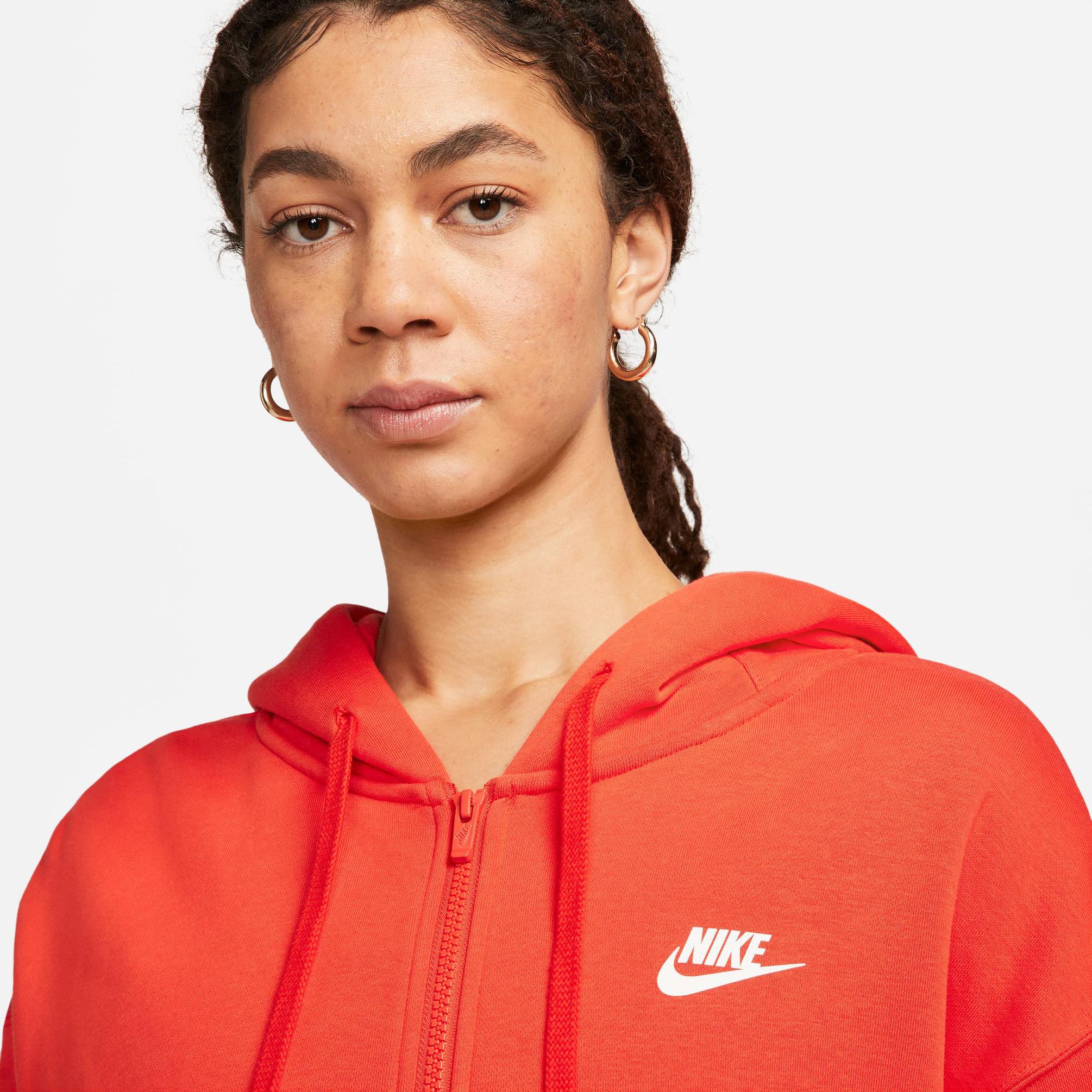  Nike Sportswear Fleece Full-Zip Kadın Kırmızı Eşofman Üstü