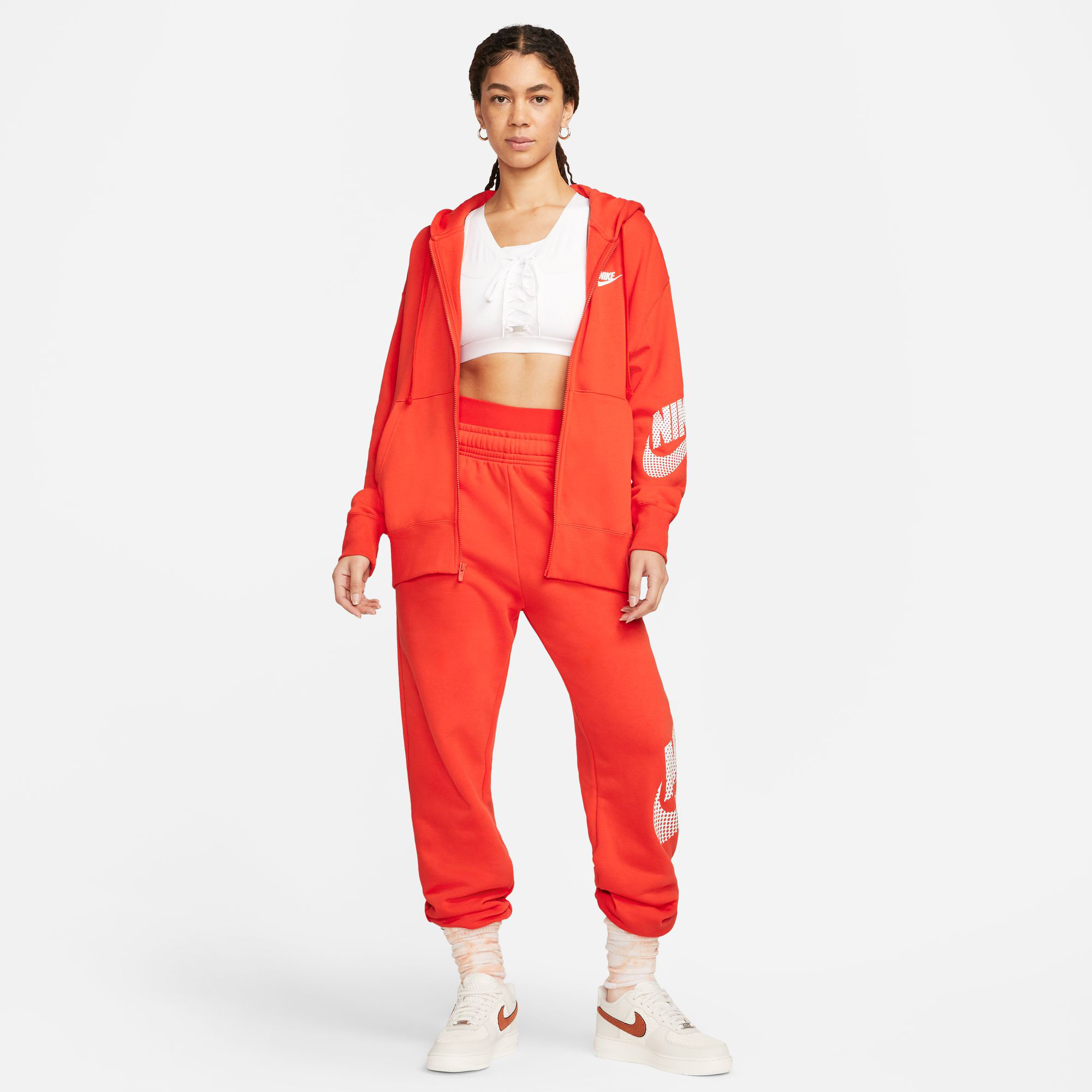 Nike Sportswear Fleece Full-Zip Kadın Kırmızı Eşofman Üstü