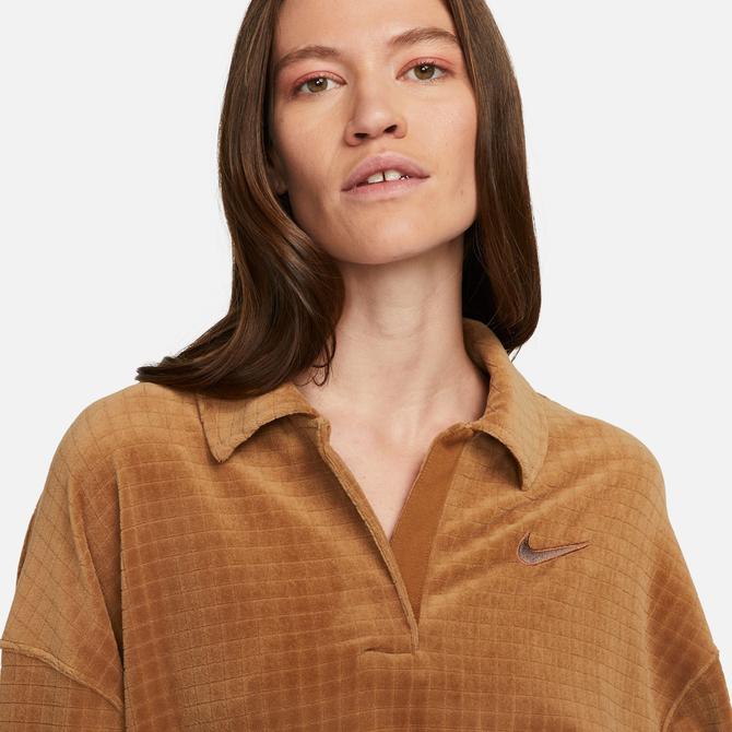  Nike Sportswear Velour Kadın Kahverengi Polo