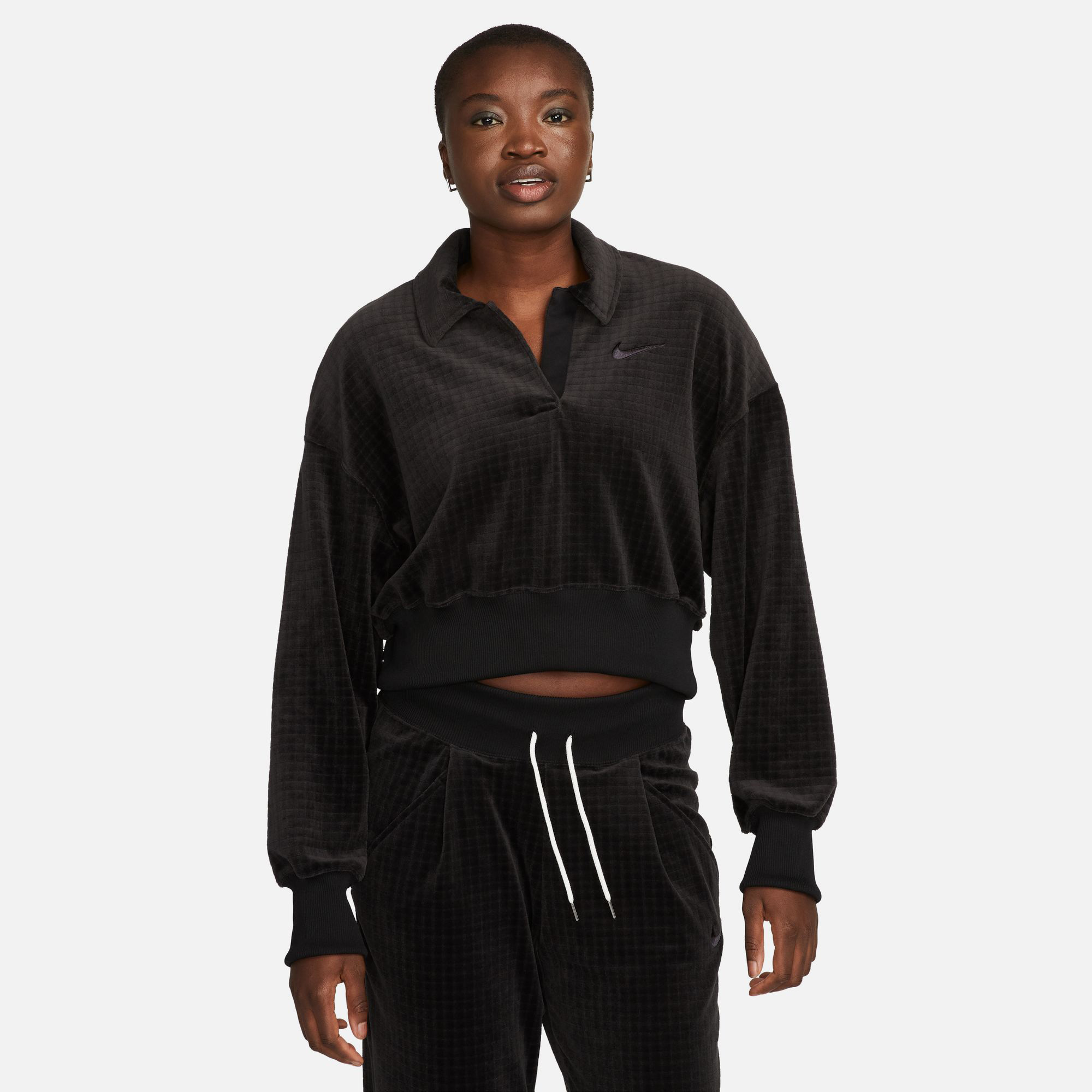 Nike Sportswear Velour Kadın Siyah Polo