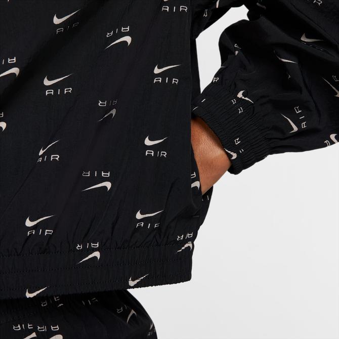  Nike NSW Air All-Over Print Woven Kadın Siyah Sweatshirt