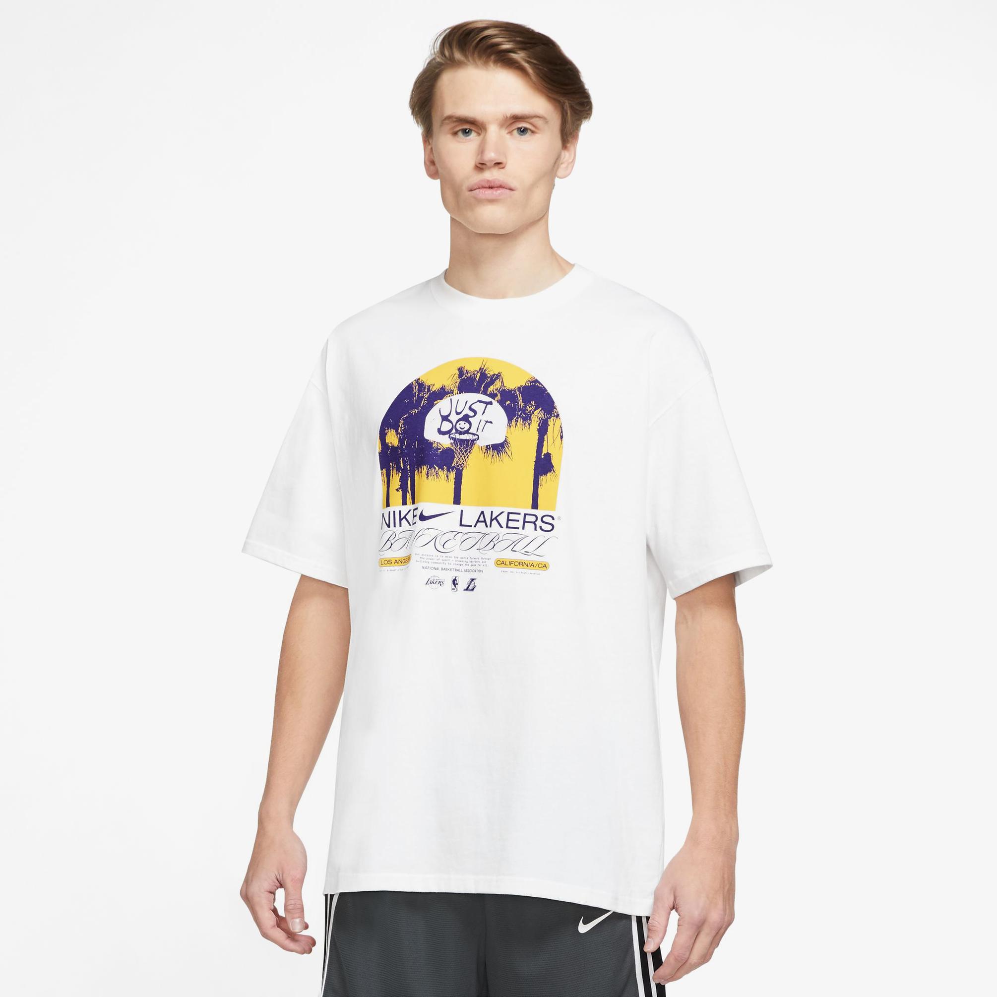  Nike Los Angeles Lakers Max 90 Erkek Beyaz T-Shirt
