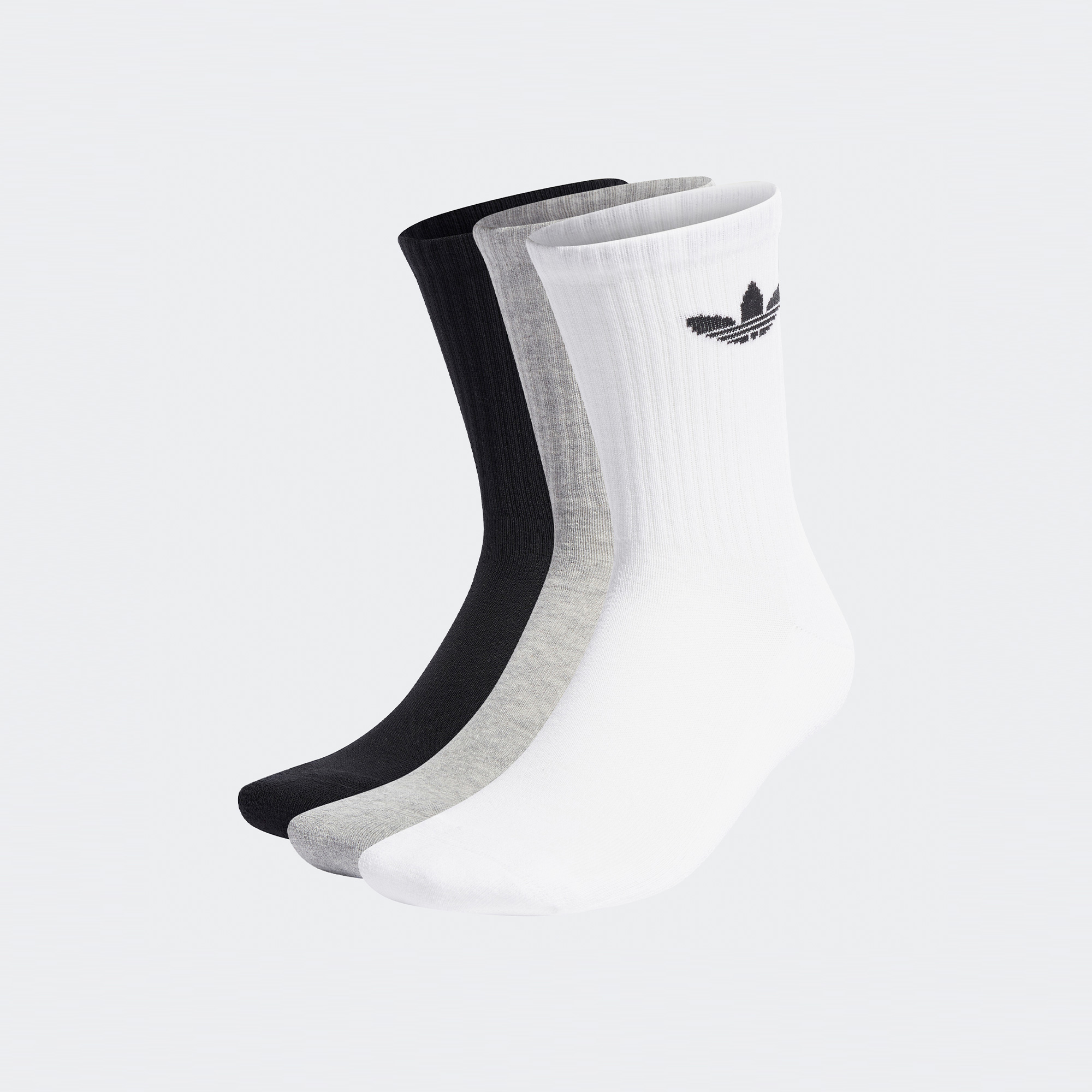 adidas Cushioned Trefoil Mid-Cut Crew Unisex 3'lü Siyah/Beyaz/Gri Çorap