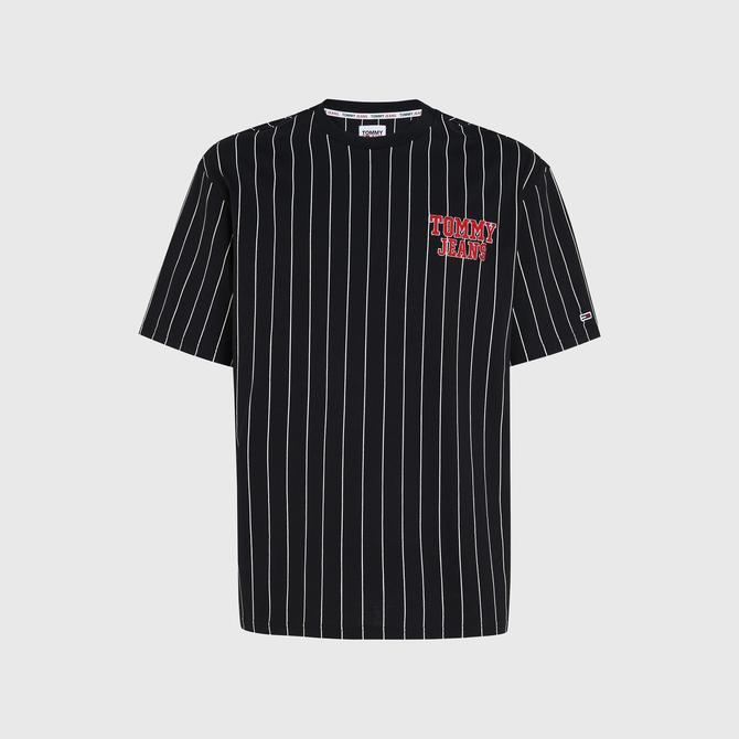  Tommy Jeans Ovz Pinstripe Erkek Siyah T-shirt