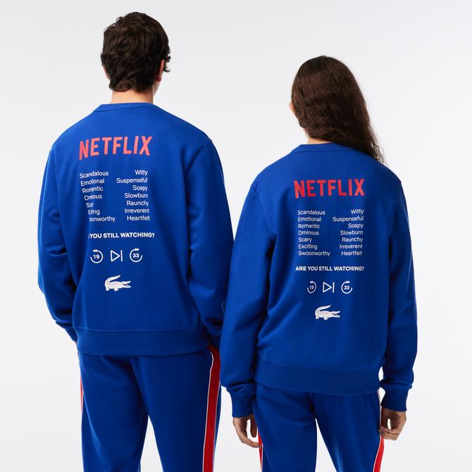  Lacoste Netflix Unisex Mavi Sweatshirt