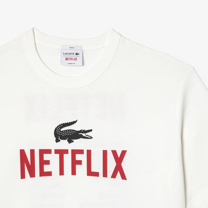  Lacoste Netflix Unisex Beyaz T-Shirt