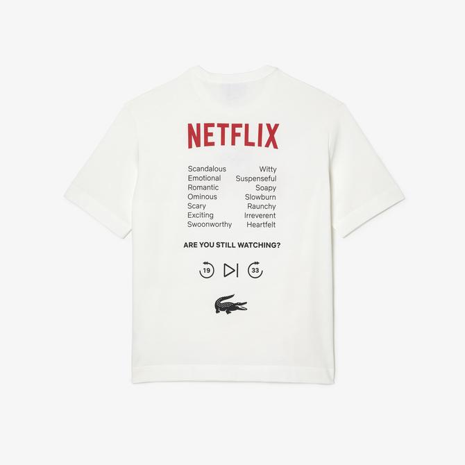  Lacoste Netflix Unisex Beyaz T-Shirt