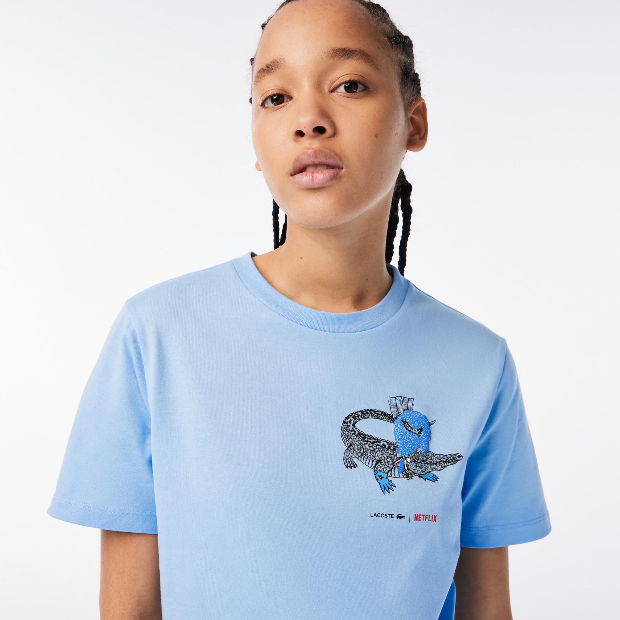  Lacoste Netflix Kadın Mavi T-Shirt