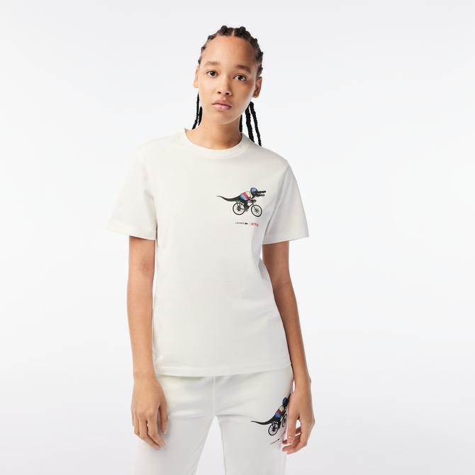  Lacoste Netflix Kadın Beyaz T-Shirt