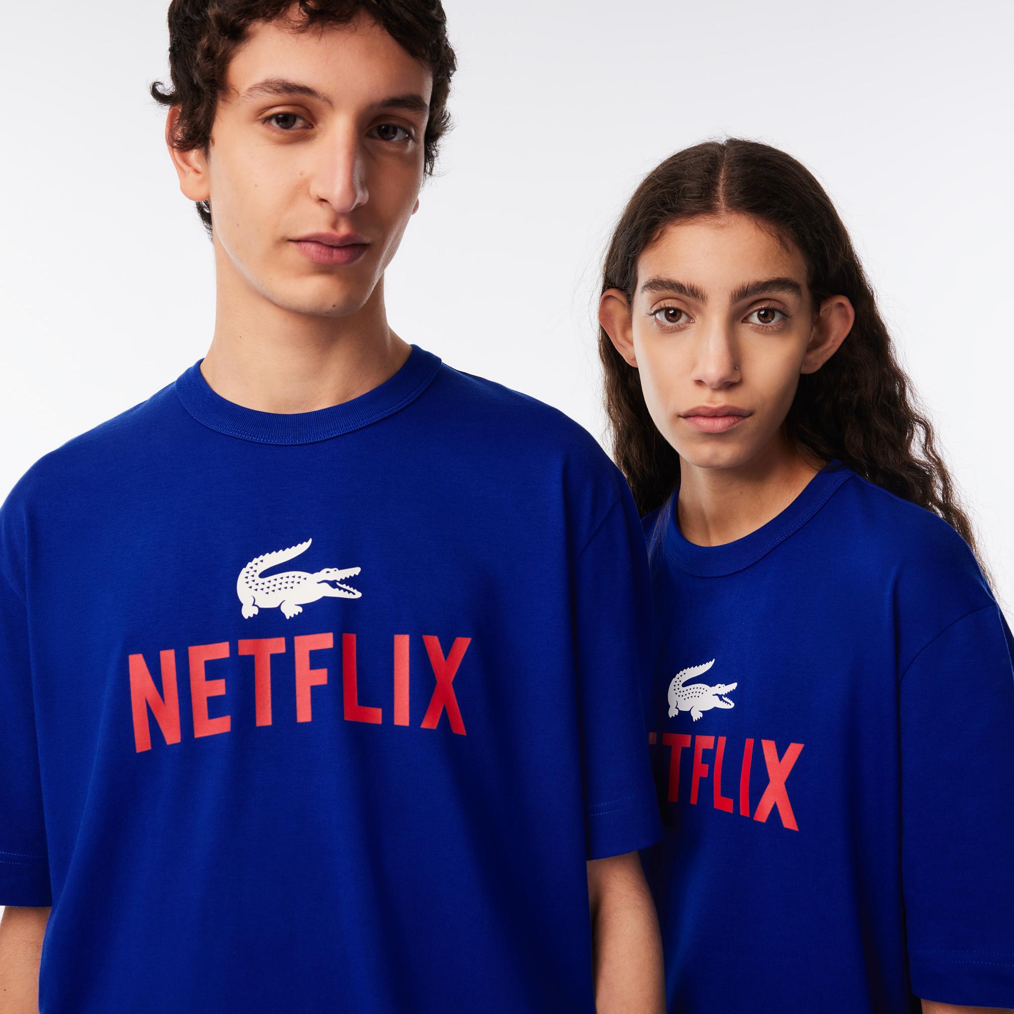  Lacoste Netflix Unisex Mavi T-Shirt