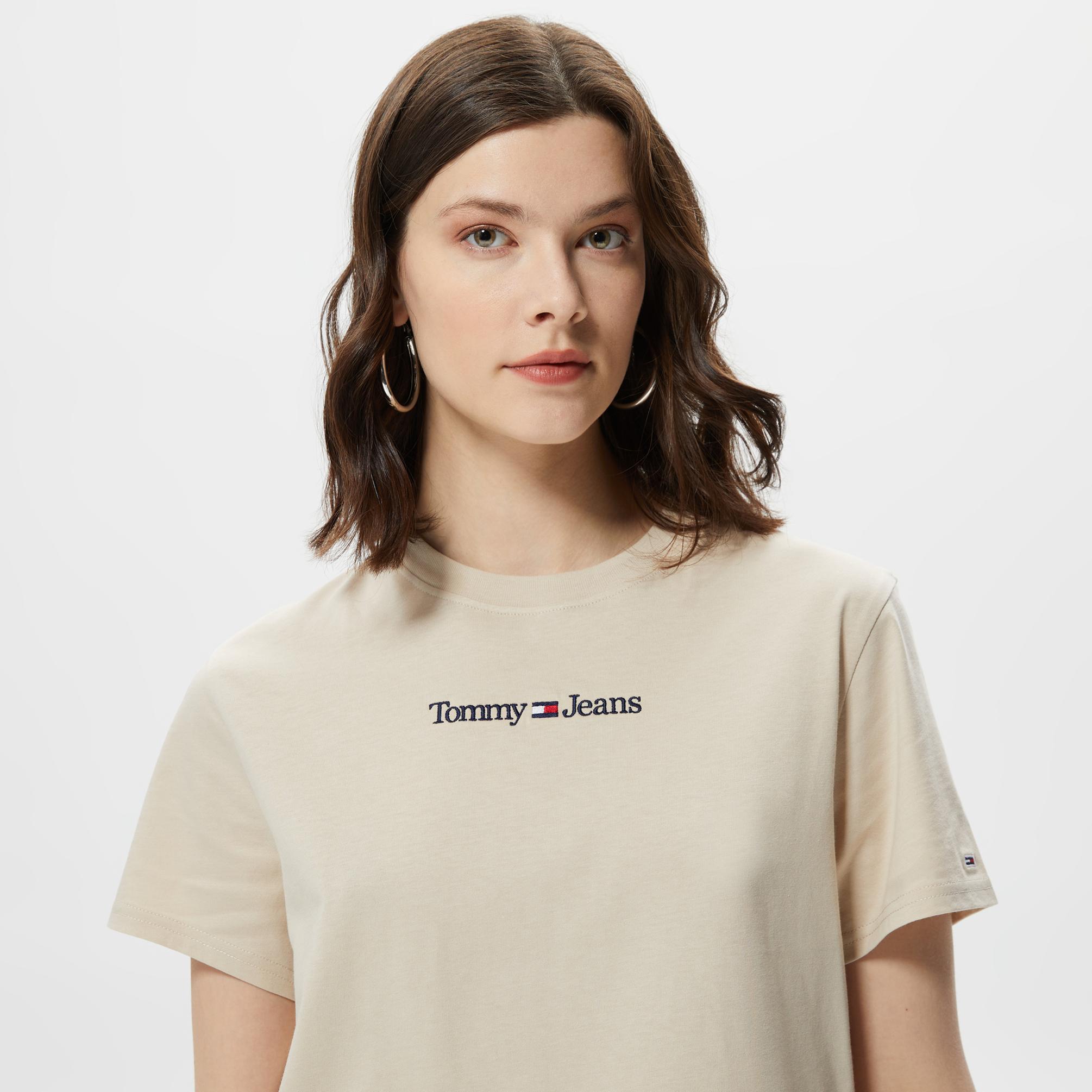  Tommy Jeans Classics Kadın Bej T-shirt