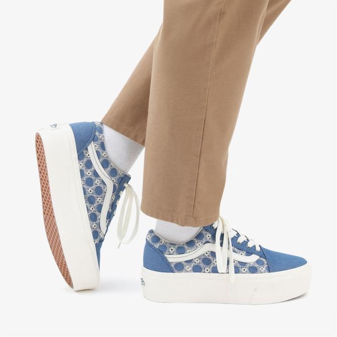  Vans Ua Old Skool Stackform Platform Kadın Mavi Sneaker