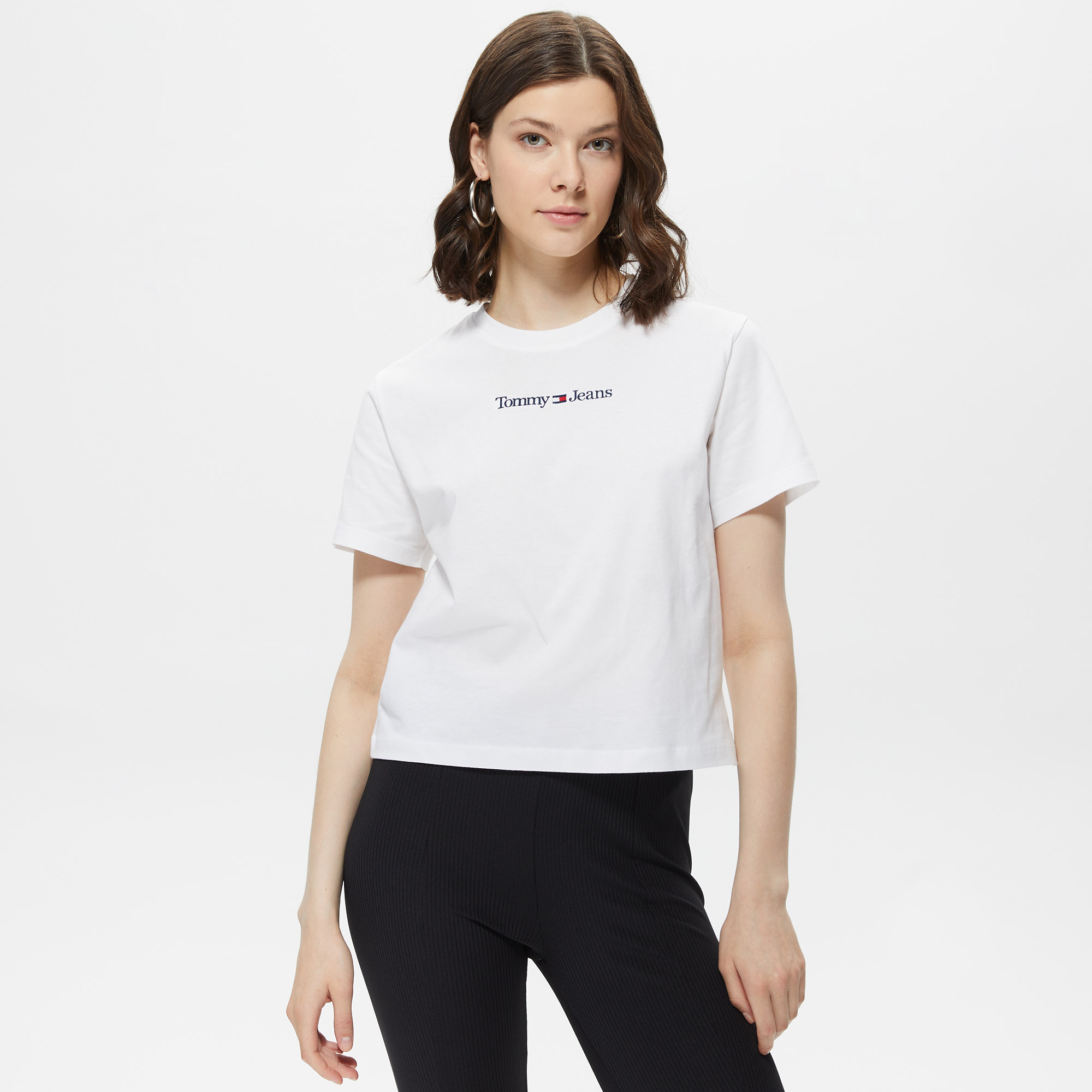 Tommy Jeans Serif Kadın Beyaz T-shirt