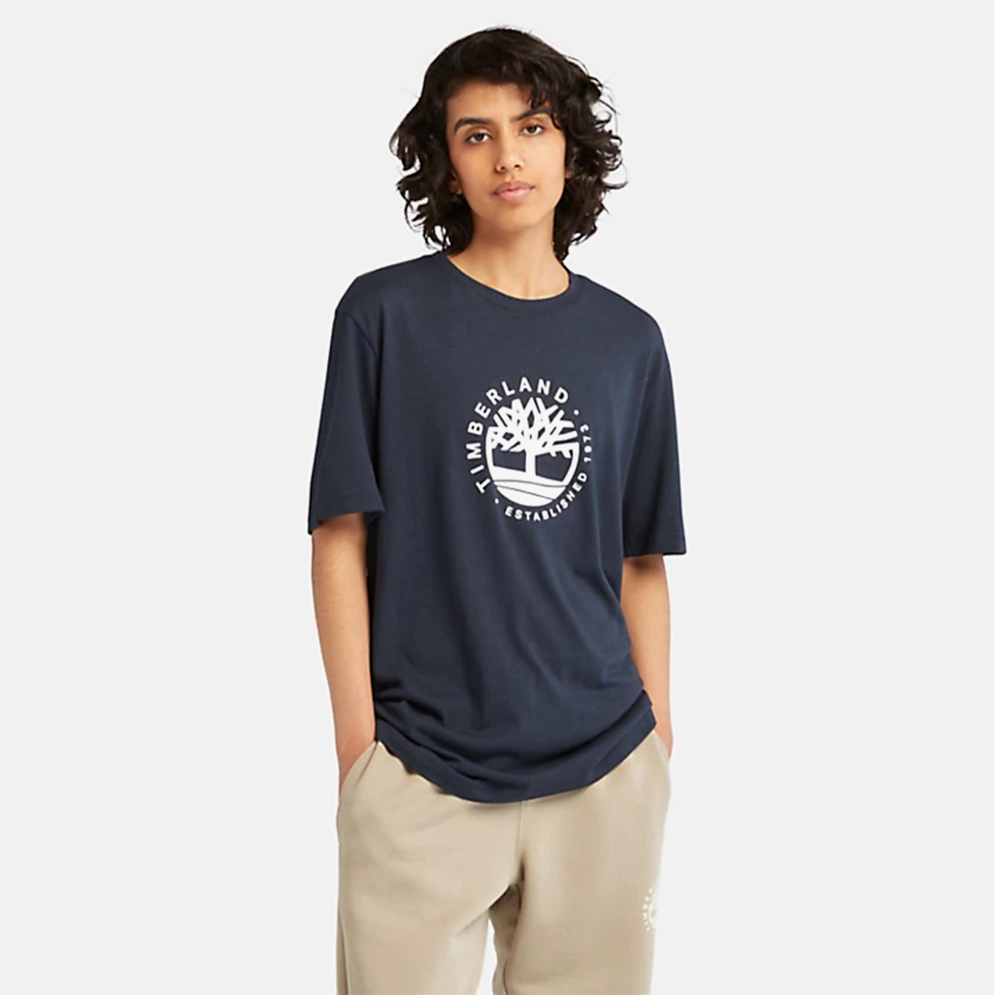  Timberland Refibra Logo Graphic Regular Unisex Lacivert T-Shirt