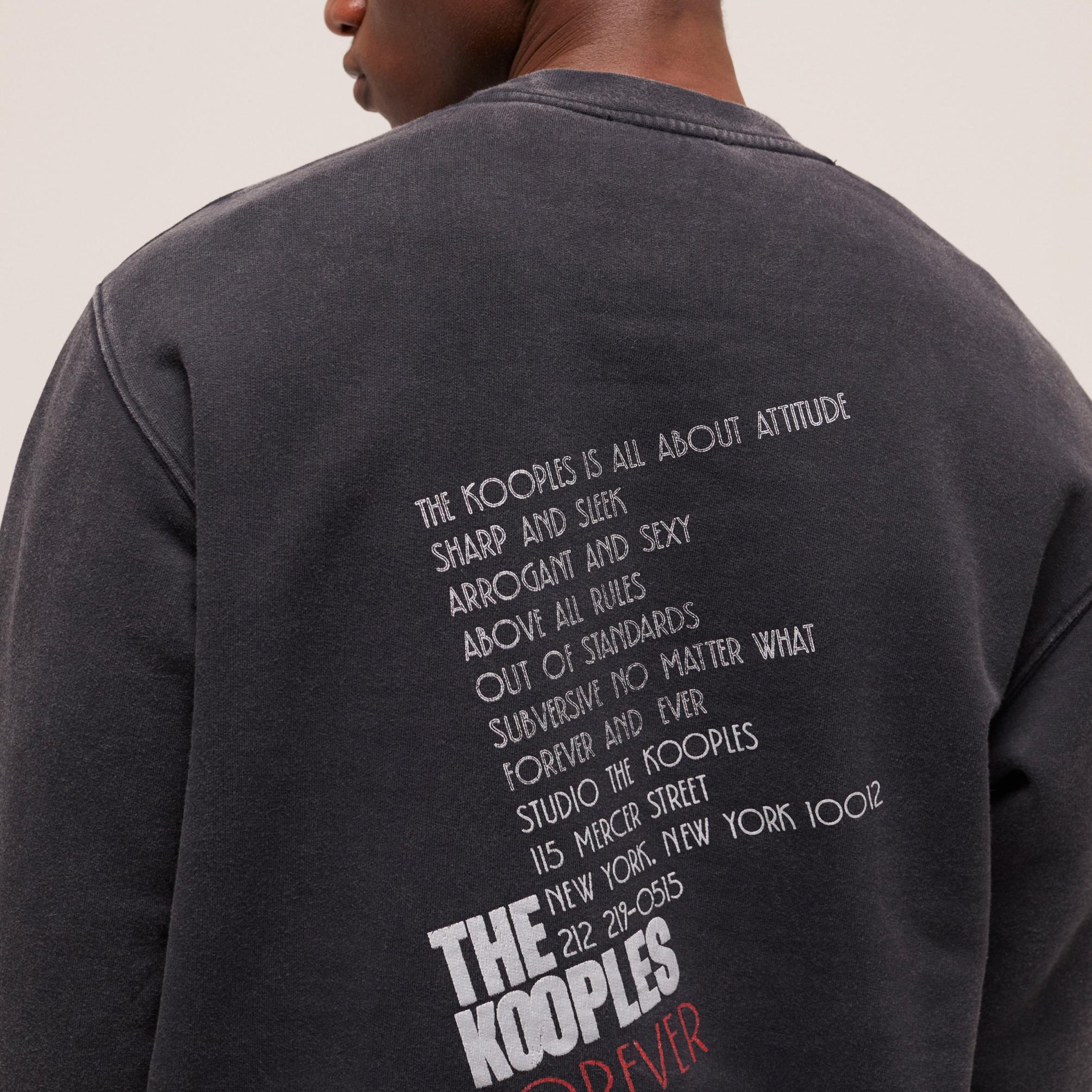  The Kooples Printed Faded Cotton Erkek Siyah Sweatshirt