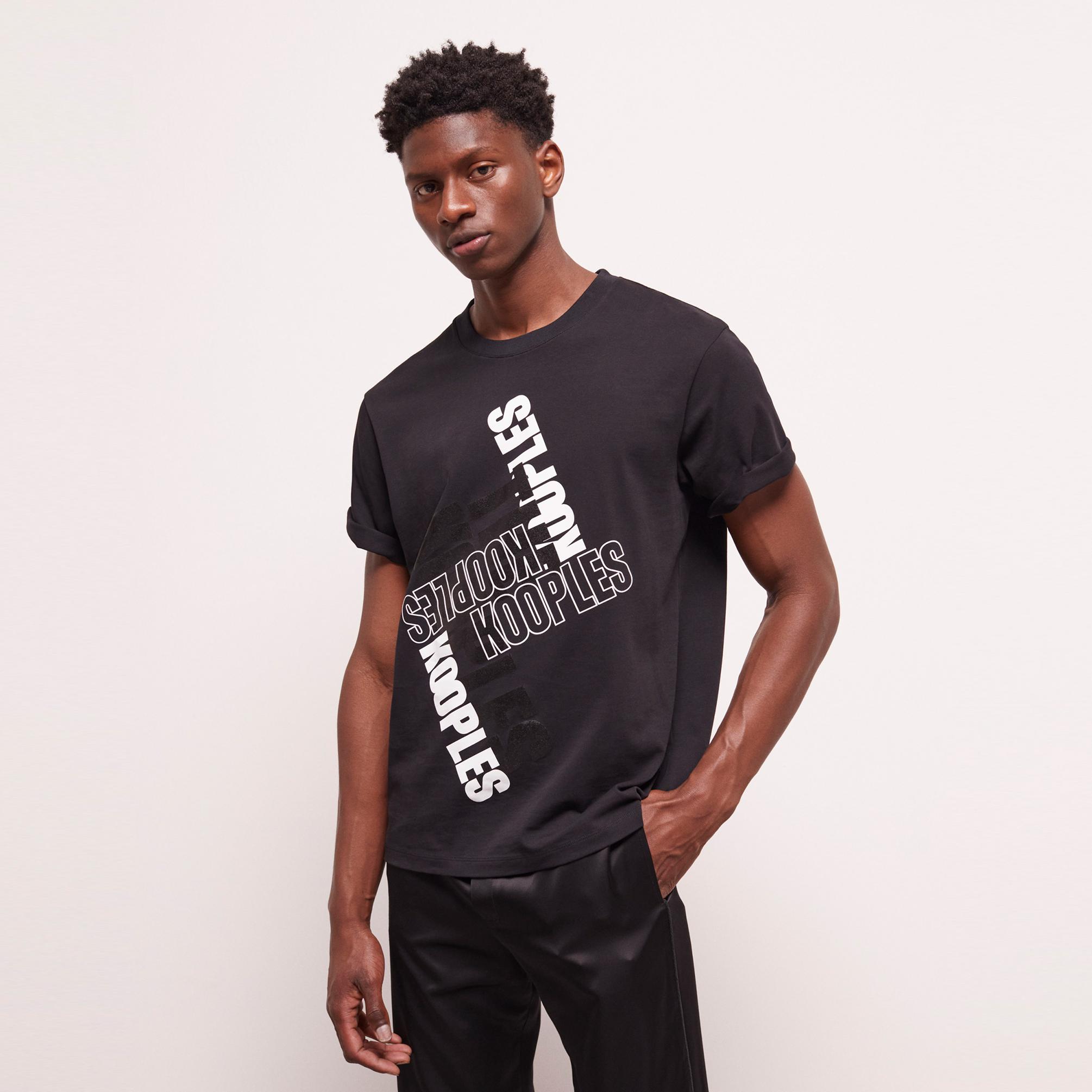  The Kooples Printed Cotton Erkek Siyah T-Shirt