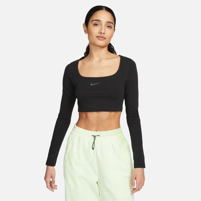  Nike Sportswear Long-Sleeve Kadın Siyah Crop
