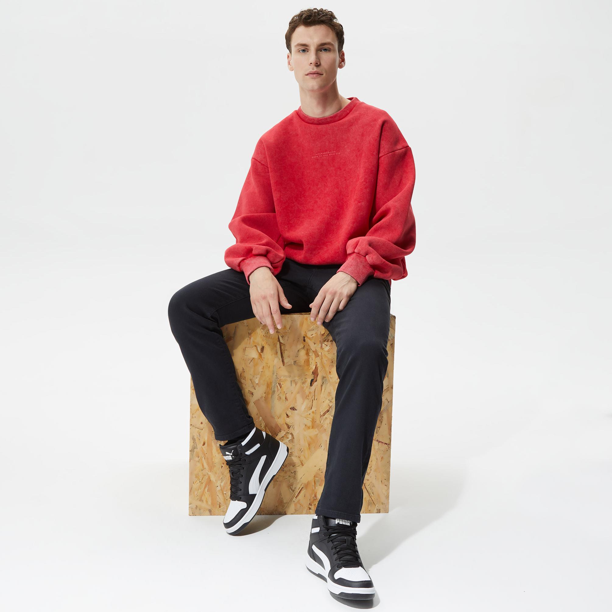 Holeacademie Essentials Erkek Kırmızı Sweatshirt