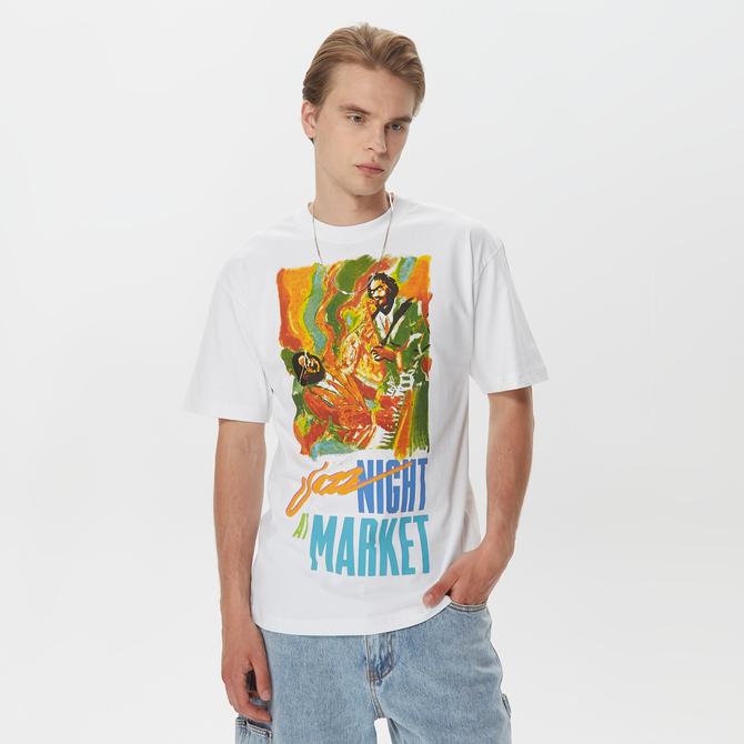  Market Jazz Night Erkek Beyaz T-Shirt