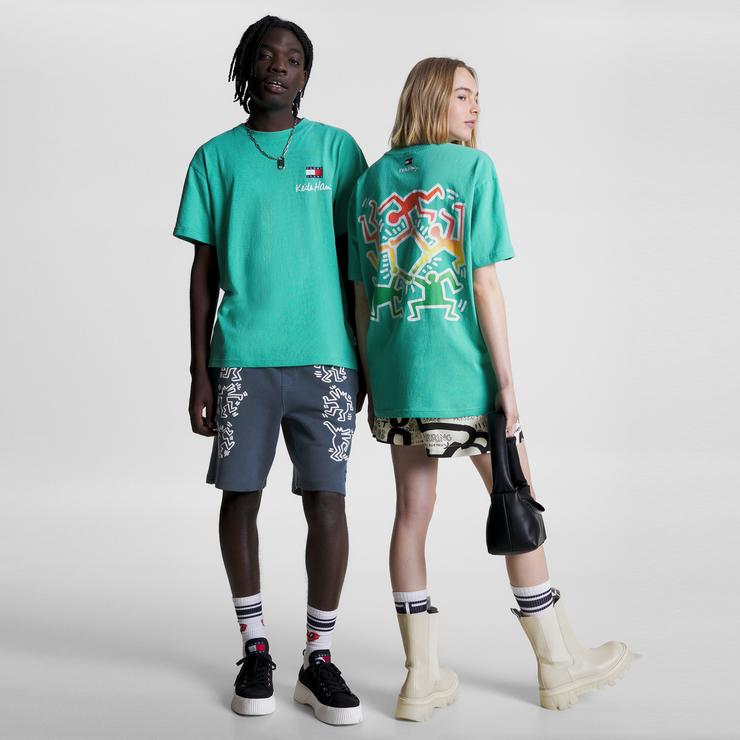 Tommy Jeans x Keith Haring Unisex Yeşil T-Shirt