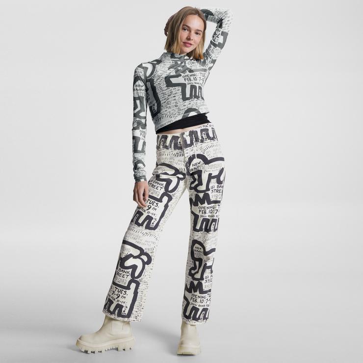 Tommy Jeans x Keith Haring Exhibit Poster Kadın Krem Pantolon