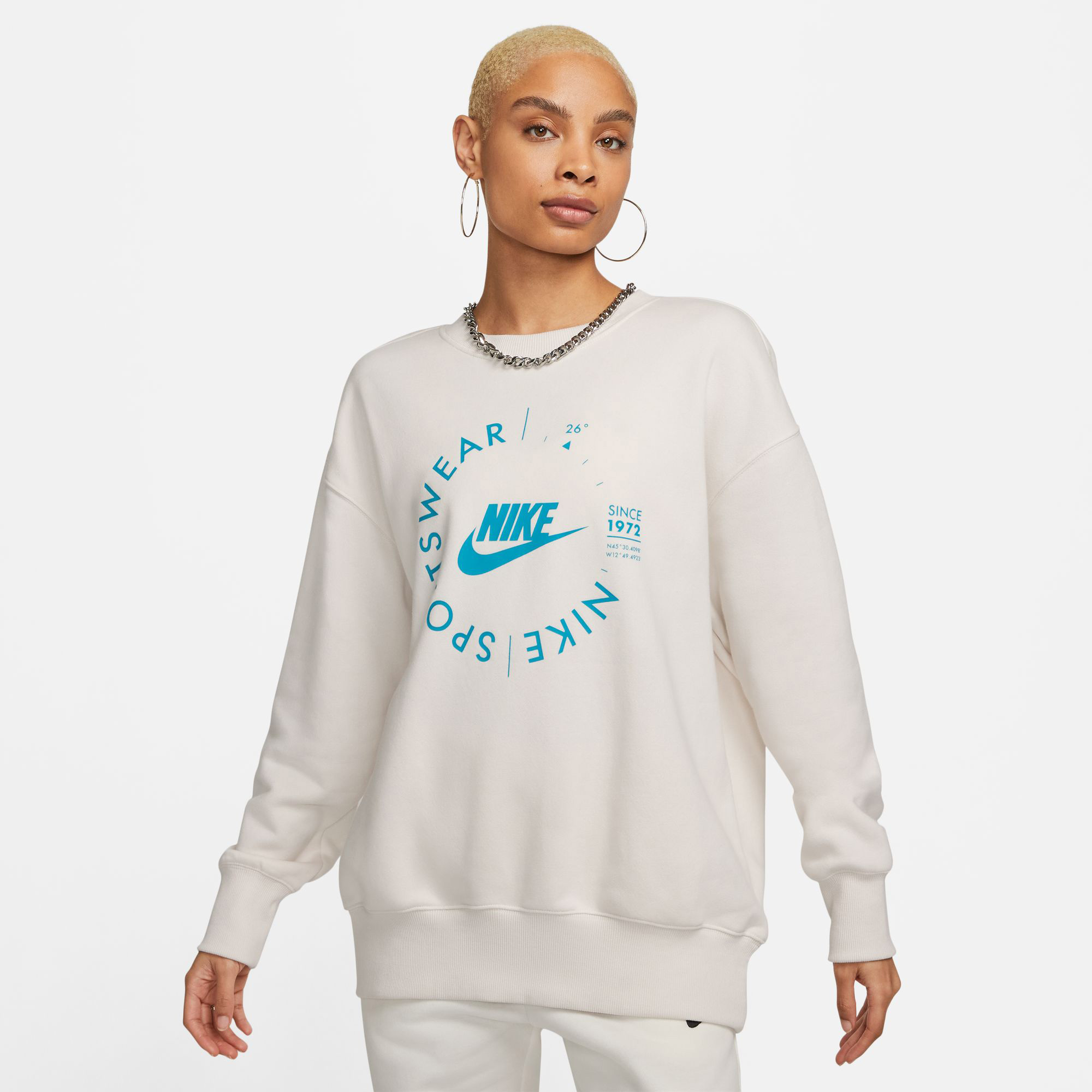 Nike Sportswear Oversized Sports Utility Crew-Neck Kadın Gri Sweatshirt