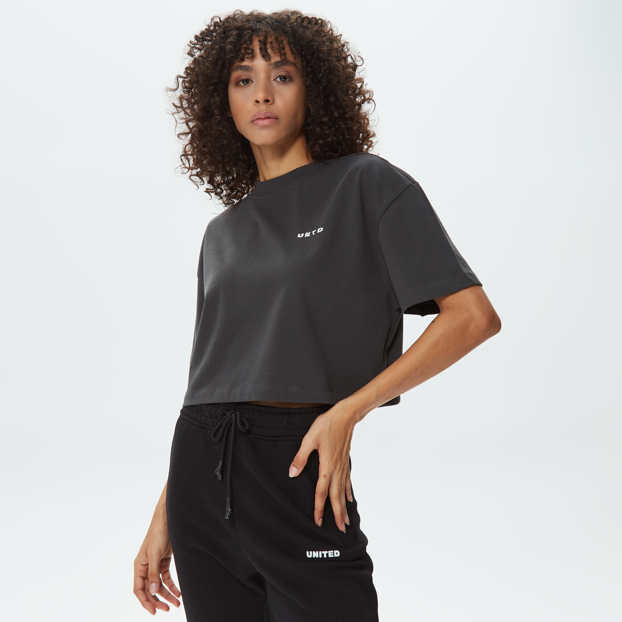 UNITED4 Classic Kadın Siyah Crop T-Shirt