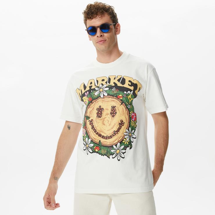 Market Smiley Decomposition Erkek Krem T-Shirt